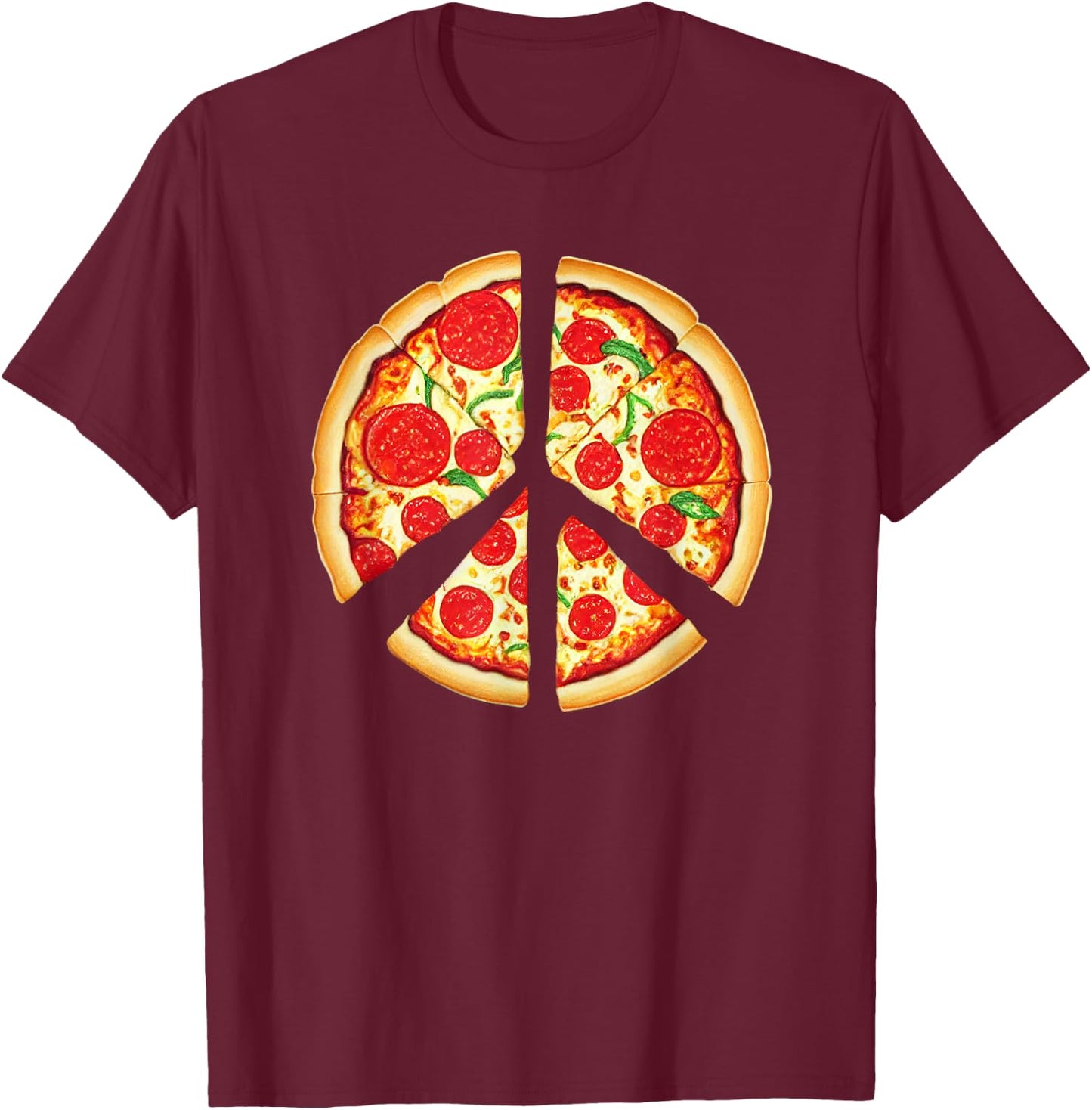 Peace Pizza T-Shirt - T-Shirt | Maroon