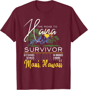 Road to Hana Survivor Curvy Palm Maui Hawaii Lover Small T-Shirt - T-Shirt | Maroon