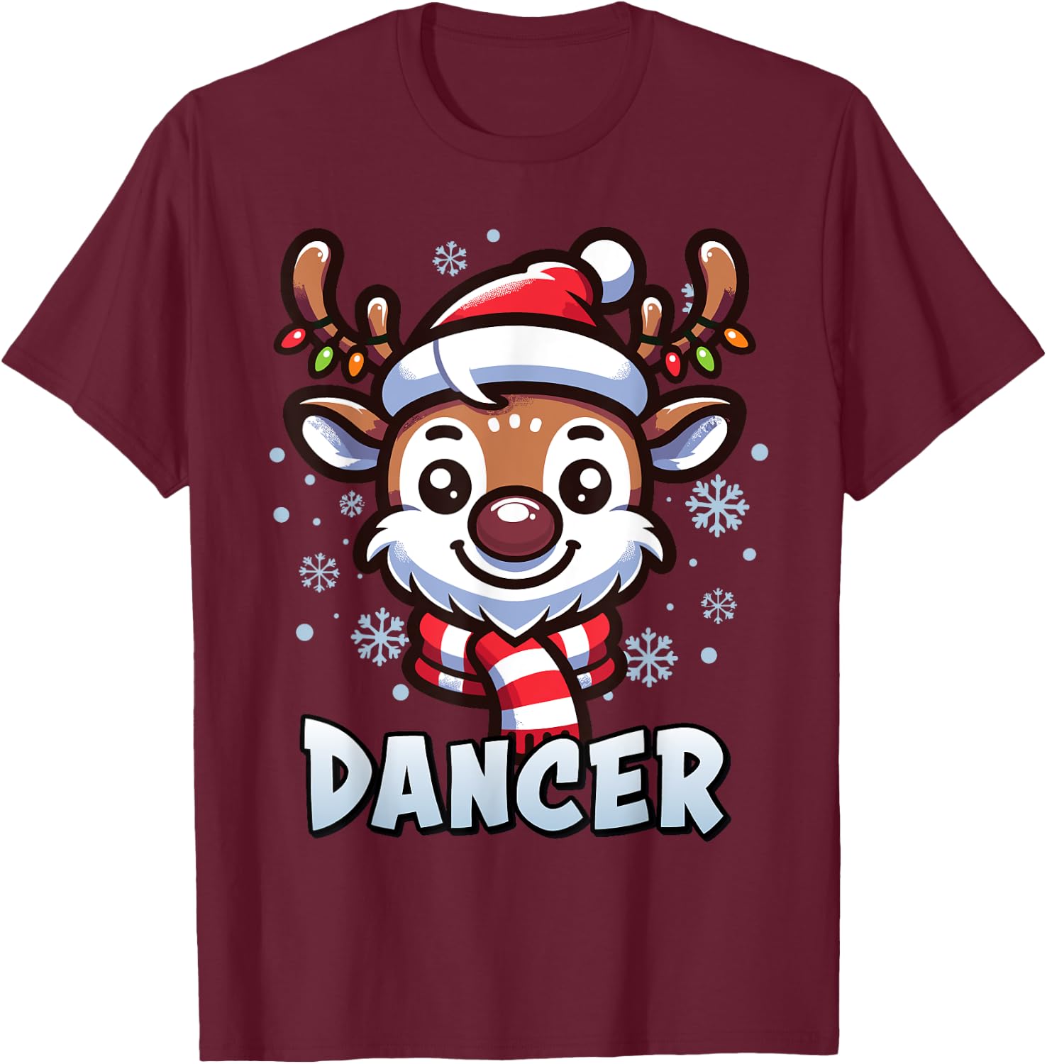 Santa’s Reindeer Dancer Xmas Group Costume T-Shirt - T-Shirt | Maroon