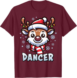 Santa’s Reindeer Dancer Xmas Group Costume T-Shirt - T-Shirt | Maroon