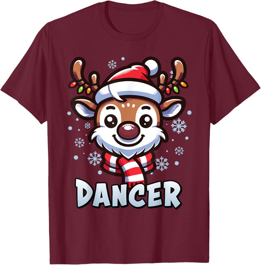 Santa’s Reindeer Dancer Xmas Group Costume T-Shirt - T-Shirt | Maroon