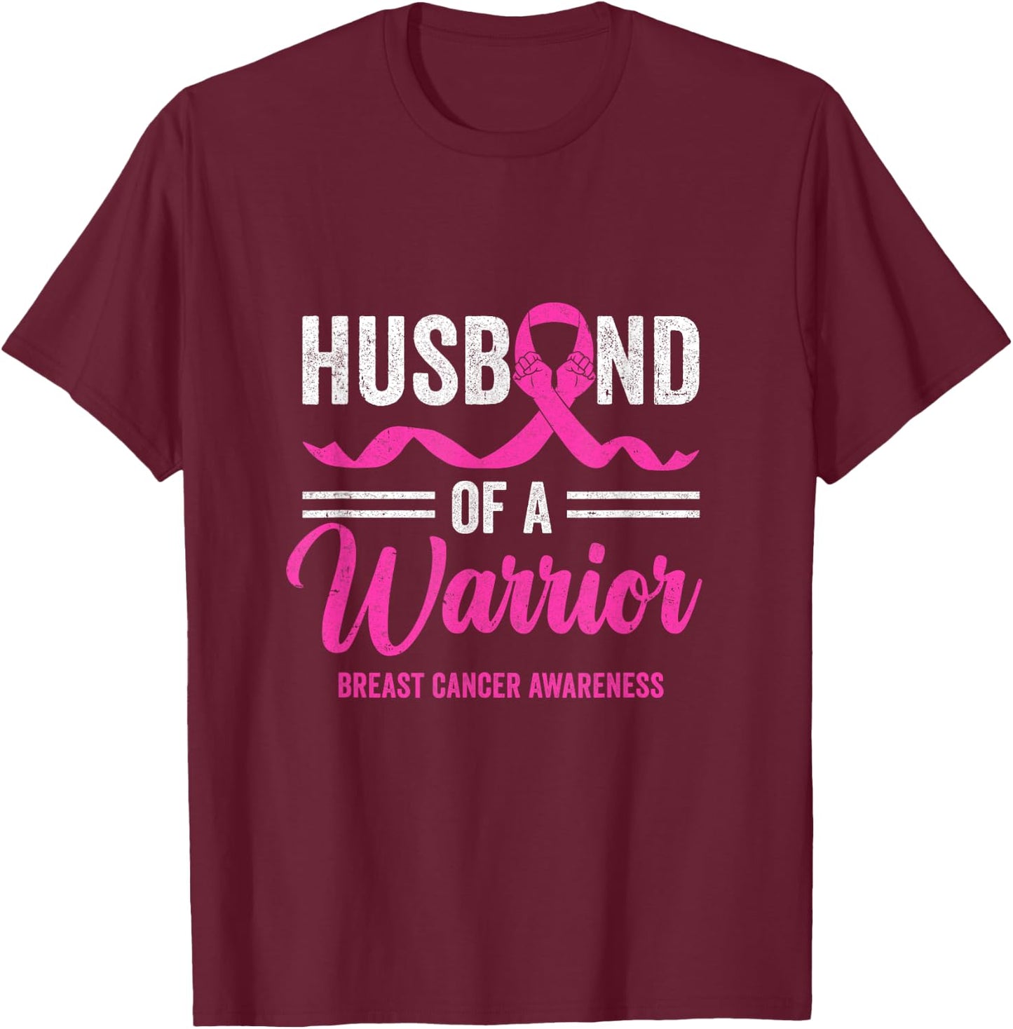 Husband Of A Warrior Breast Cancer Awareness Month Support T-Shirt - T-Shirt | Maroon