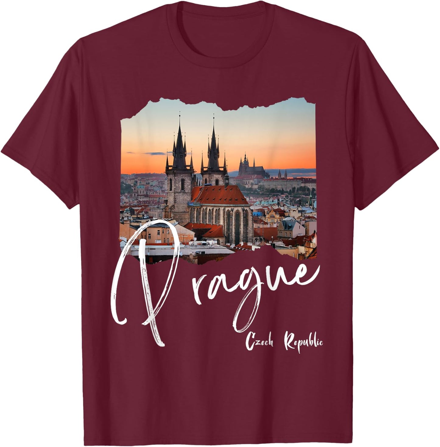 Prague Czech Republic Souvenir T-Shirt - T-Shirt | Maroon
