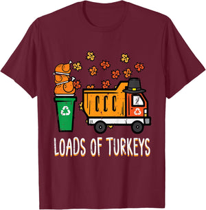Kids Thanksgiving Dump Truck Loads Of Turkeys Toddler Boys Kids T-Shirt - T-Shirt | Maroon