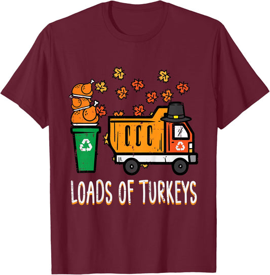 Kids Thanksgiving Dump Truck Loads Of Turkeys Toddler Boys Kids T-Shirt - T-Shirt | Maroon