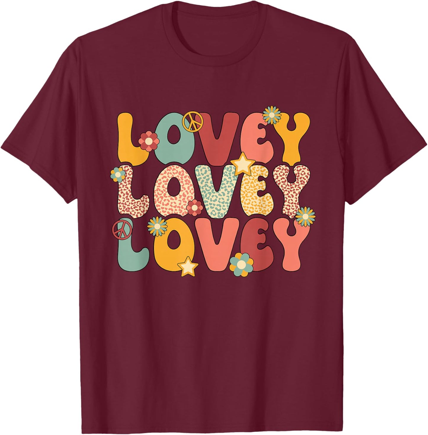 Lovey Grandma Groovy Lovey Grandmother T-Shirt - T-Shirt | Maroon