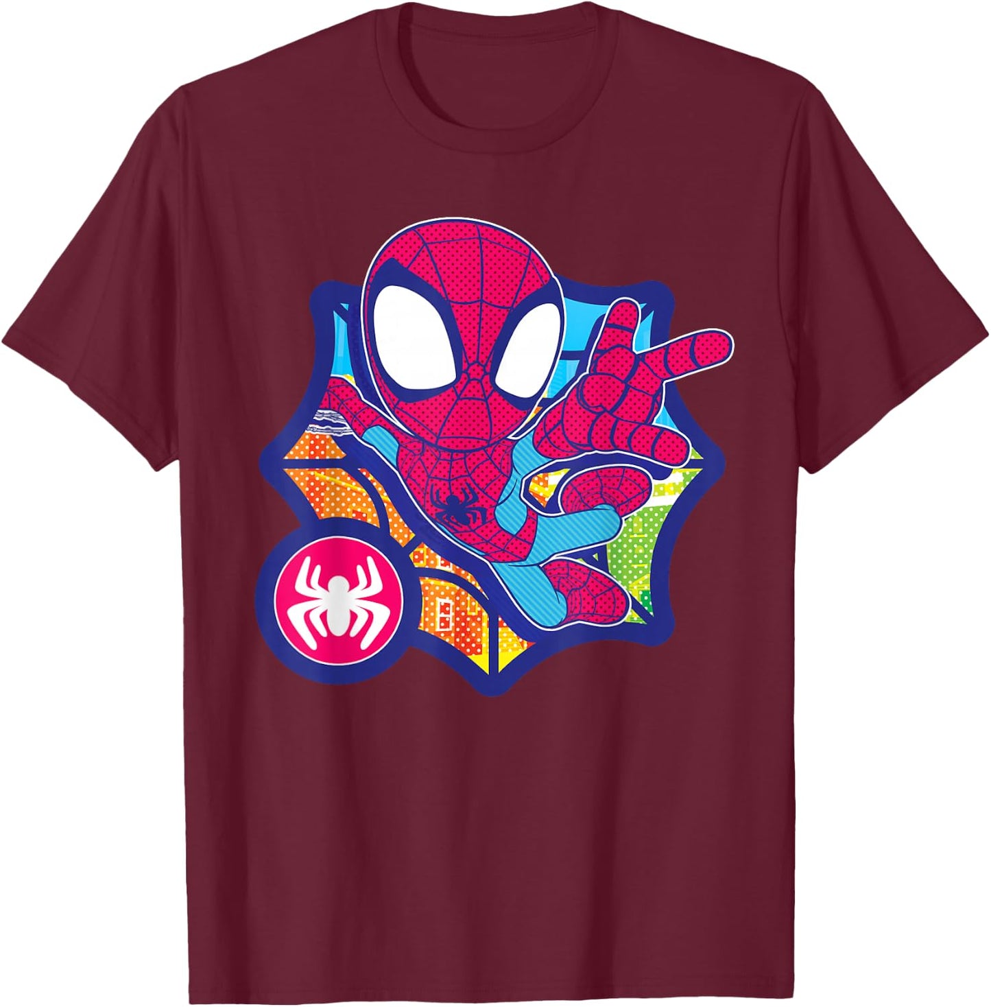 Marvel Spidey and His Amazing Friends Spider-Man Dot Effect T-Shirt - T-Shirt | Maroon
