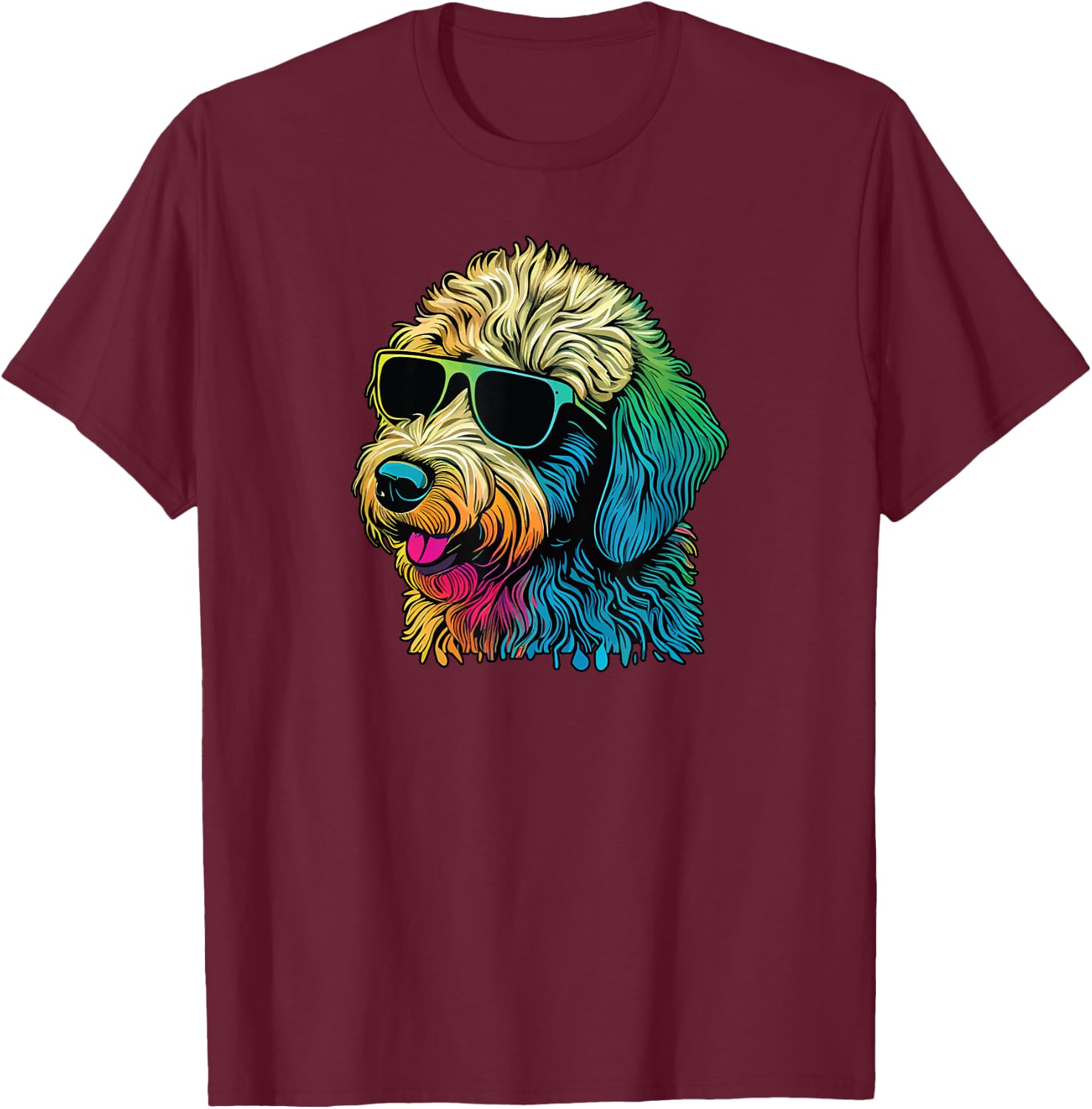 Dad Mom Cool Dog Sunglasses - Goldendoodle Men Women T-Shirt - T-Shirt | Maroon