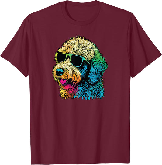 Dad Mom Cool Dog Sunglasses - Goldendoodle Men Women T-Shirt - T-Shirt | Maroon