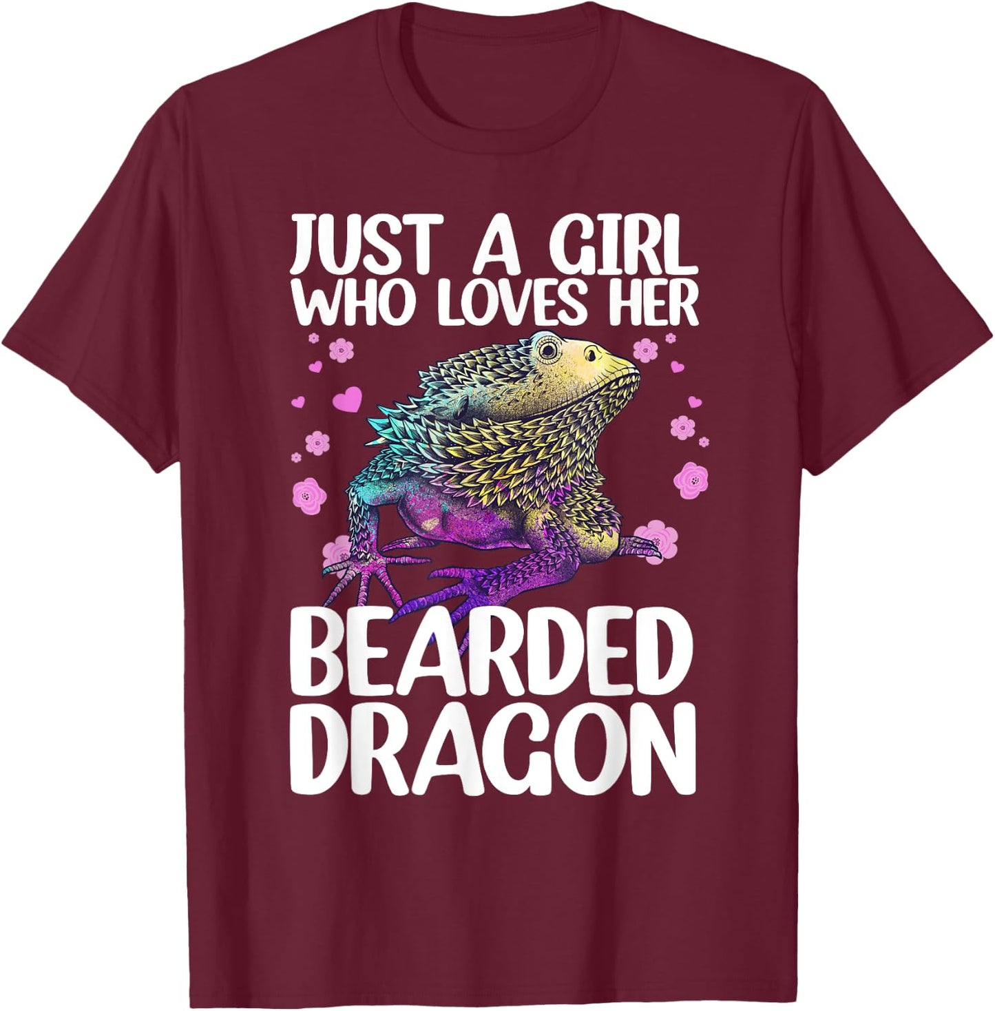 Cool Bearded Dragon Women Reptile Lovers Pet Lizard T-Shirt - T-Shirt | Maroon