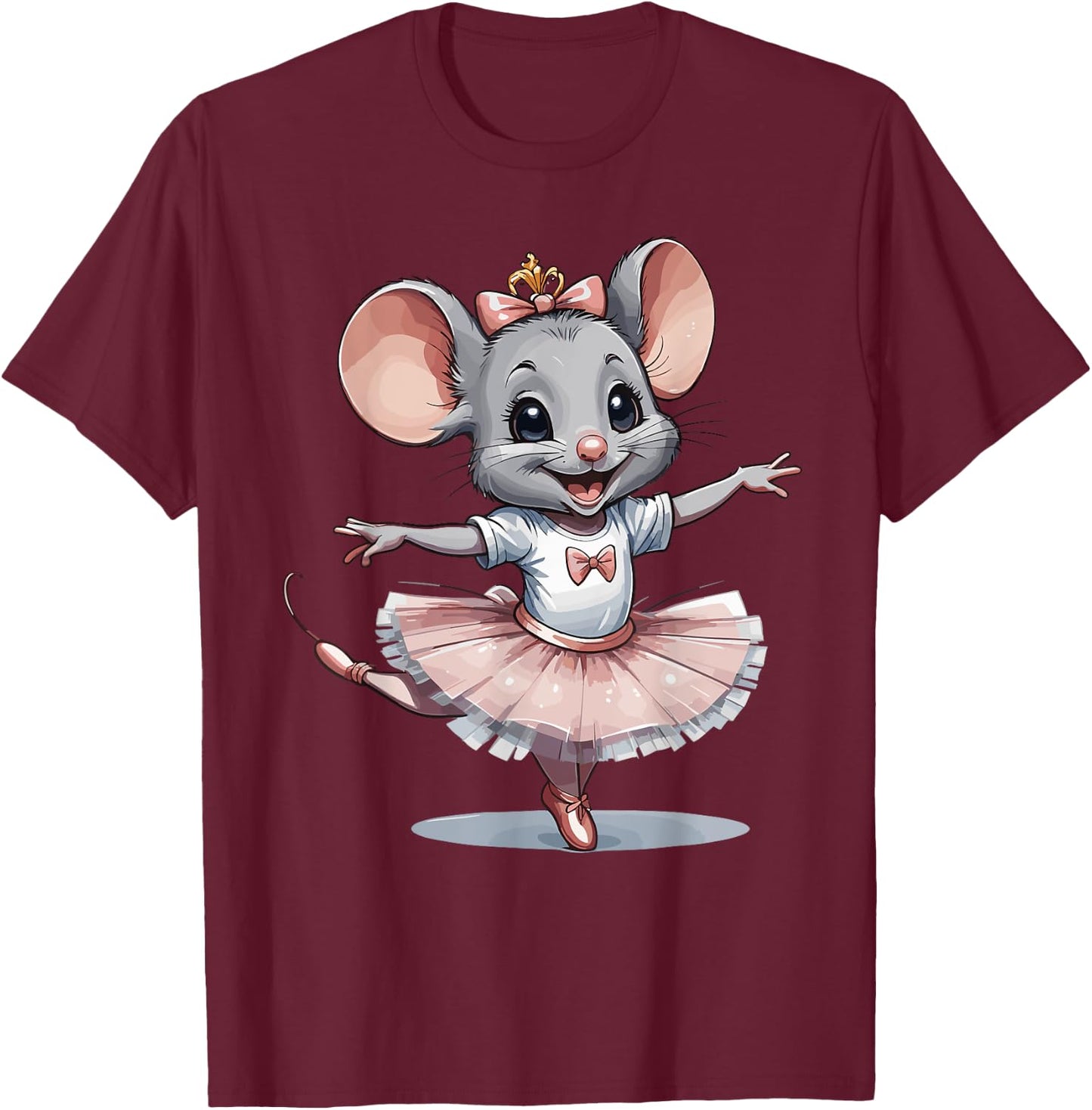 Cute Unique & Modern Mouse Ballet & Ballerina T-Shirt - T-Shirt | Maroon