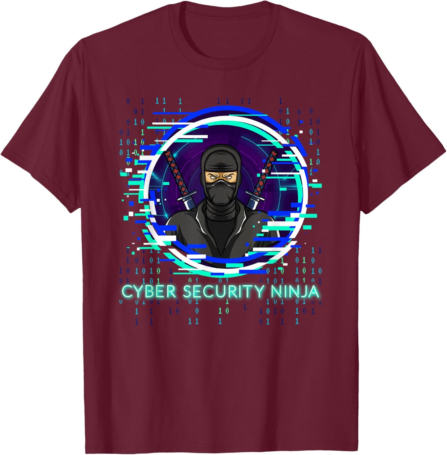Cybersecurity Ninja Binary Code Programmer Nerd Design T-Shirt - T-Shirt | Maroon