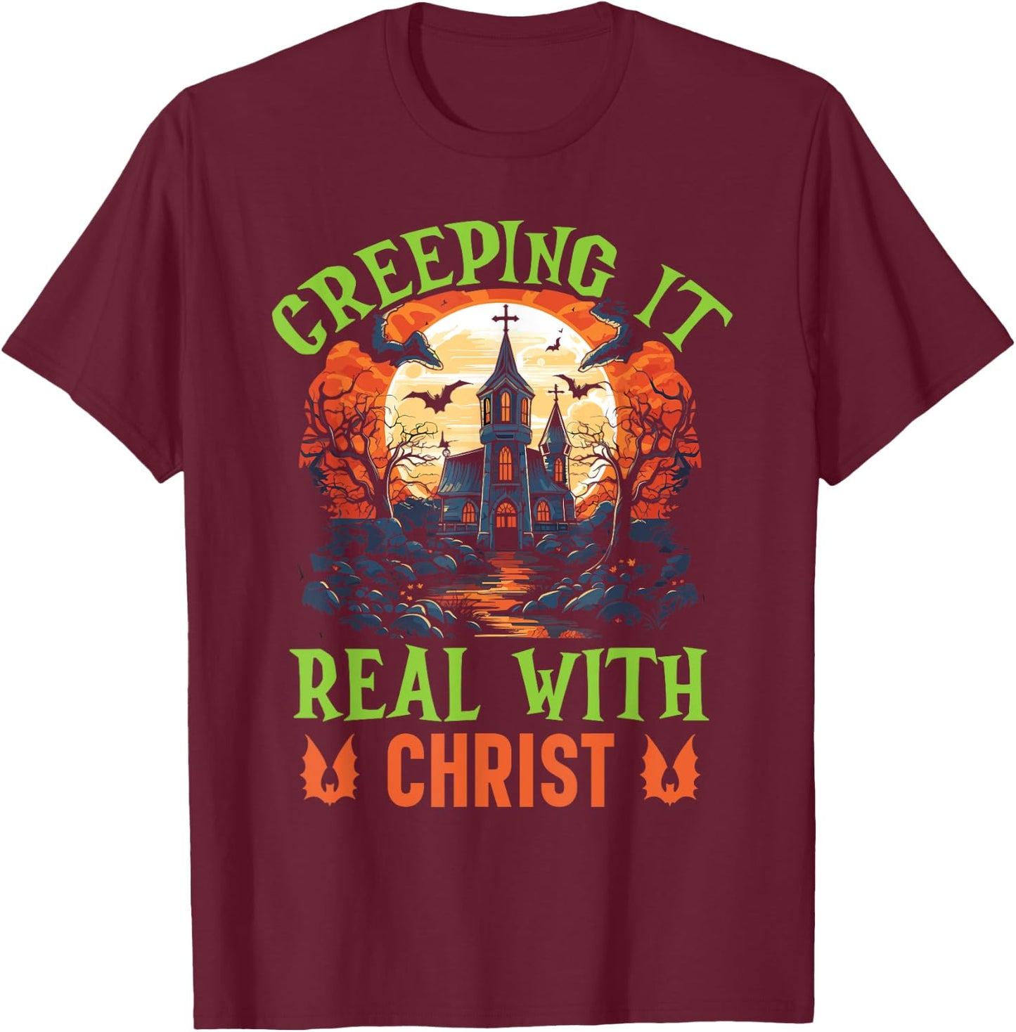 Christian Halloween Jesus Christ Trick Or Treat Christianity T-Shirt - T-Shirt | Maroon