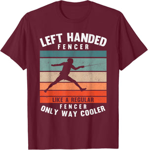 Left Handed Fencer Sword Fighting Sport Vintage Fencing T-Shirt - T-Shirt | Maroon