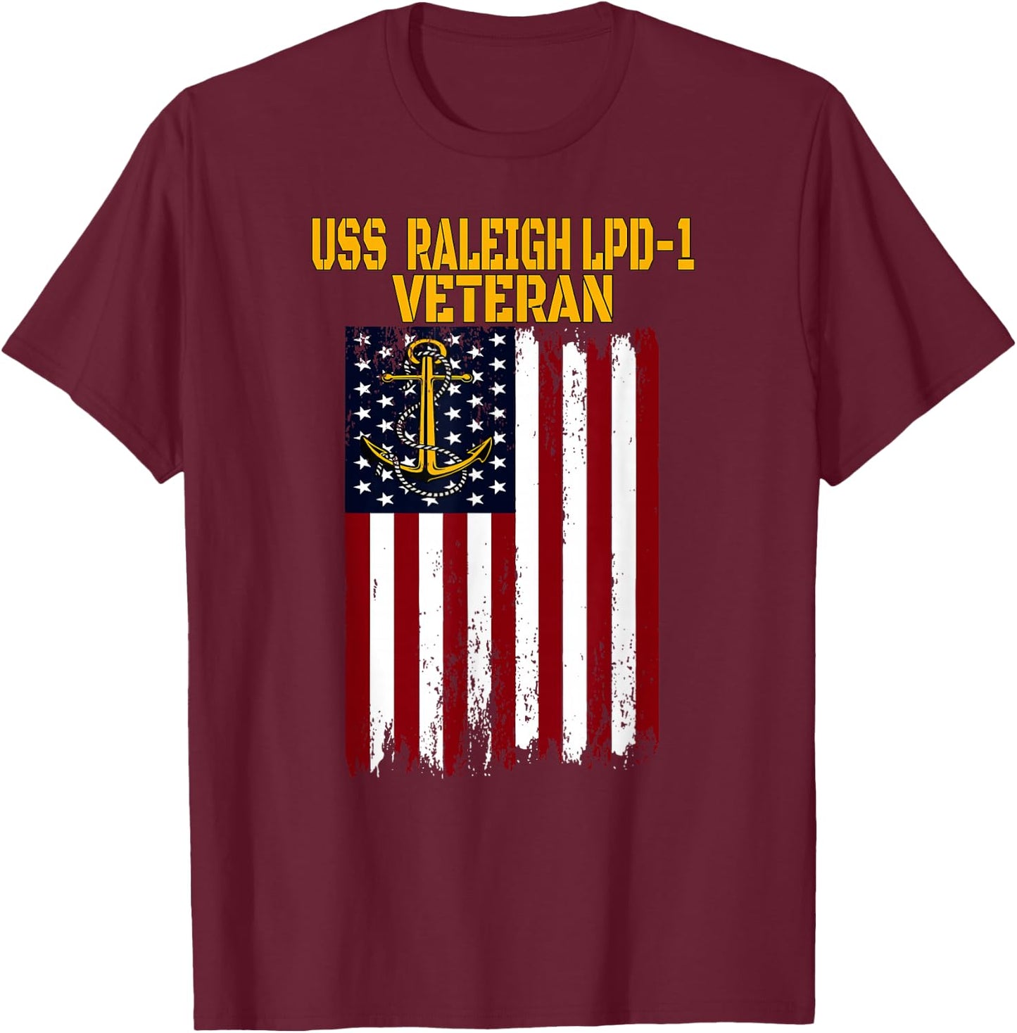 USS Raleigh LPD-1 Amphibious Transport Docks Veterans Day T-Shirt - T-Shirt | Maroon