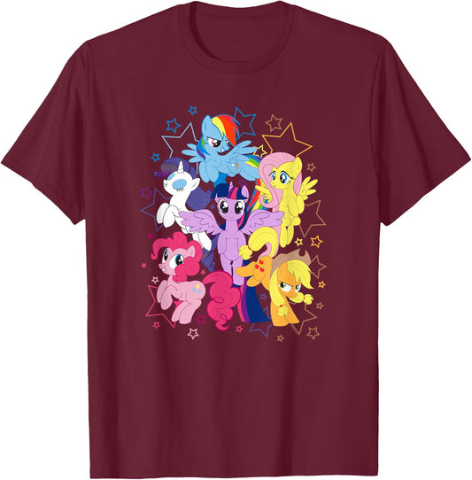 My Little Pony: Friendship is Magic Starry Group Shot T-Shirt - T-Shirt | Maroon