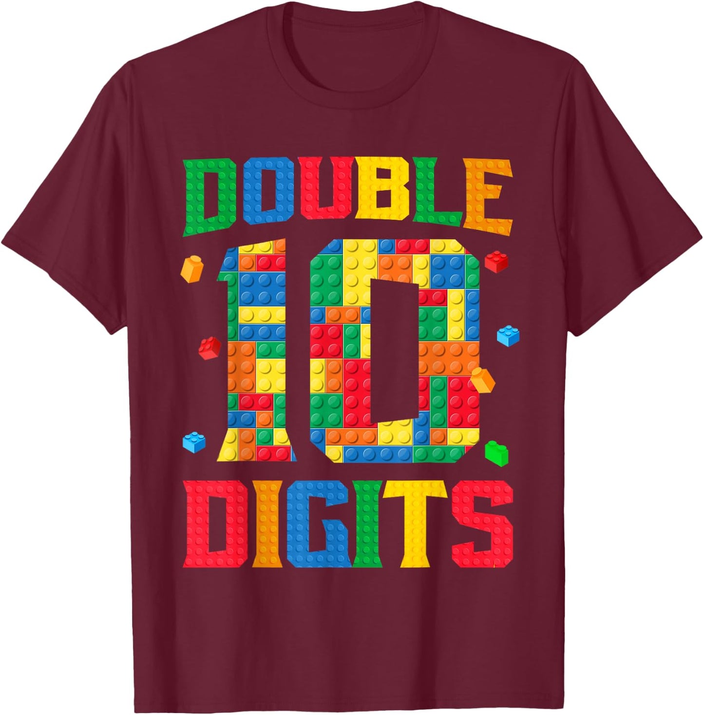 Master Builder 10th Birthday Boy 10 Bricks Ten Double Digits T-Shirt - T-Shirt | Maroon