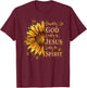 Blessed By God Loved By Jesus Led By The Spirit Sunflower T-Shirt - T-Shirt | Maroon