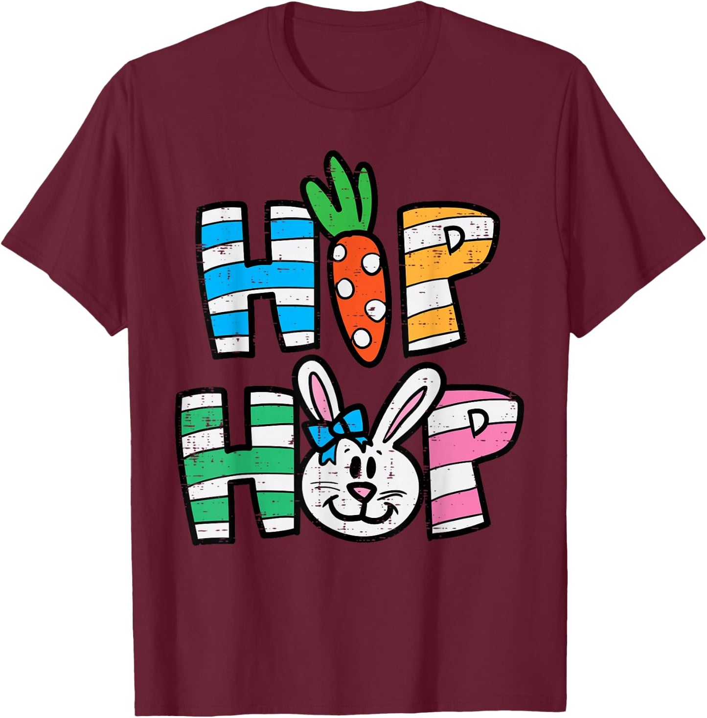 Easter Hip Hop Carrot Bunny Rabbit Boys Girls Kids Toddler T-Shirt - T-Shirt | Maroon