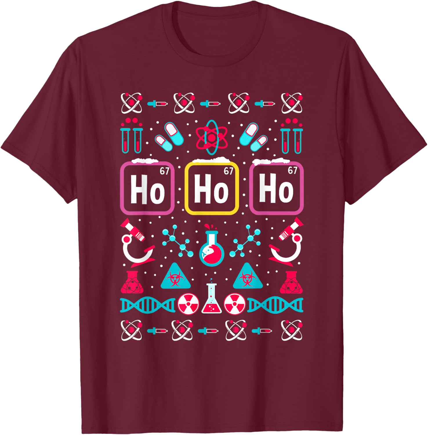Funny Science Men Women Kids Chemistry Ugly Christmas T-Shirt - T-Shirt | Maroon