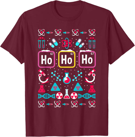 Funny Science Men Women Kids Chemistry Ugly Christmas T-Shirt - T-Shirt | Maroon