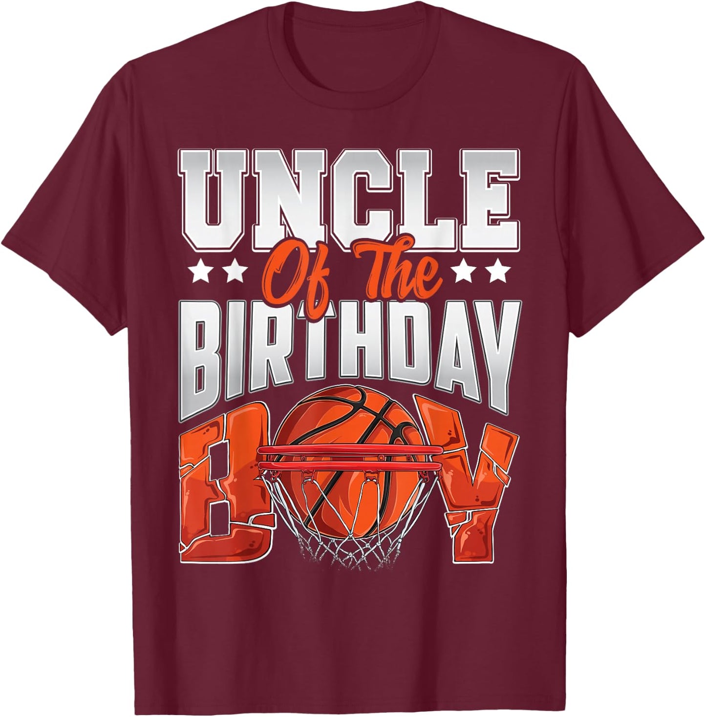 Uncle basketball birthday Boy Family Baller b-day Party T-Shirt - T-Shirt | Maroon