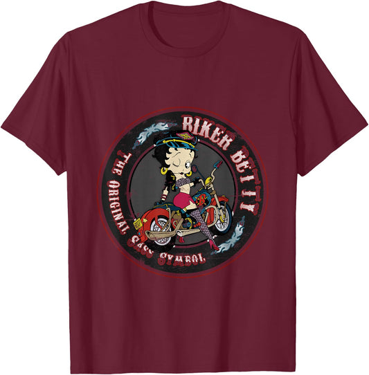 Betty Boop Biker Betty T-Shirt - T-Shirt | Maroon