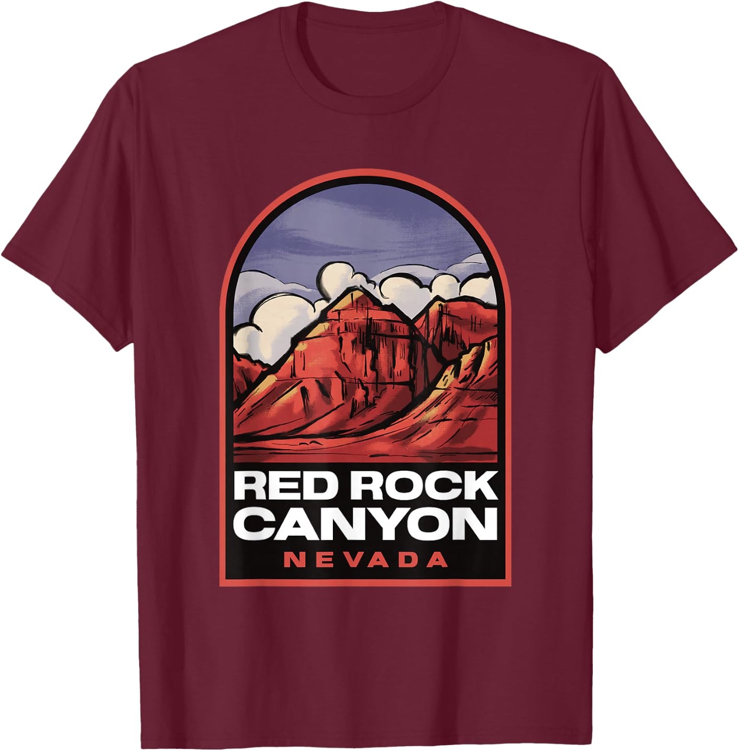 Red Rock Canyon Nevada Vintage Travel T-Shirt - T-Shirt | Maroon