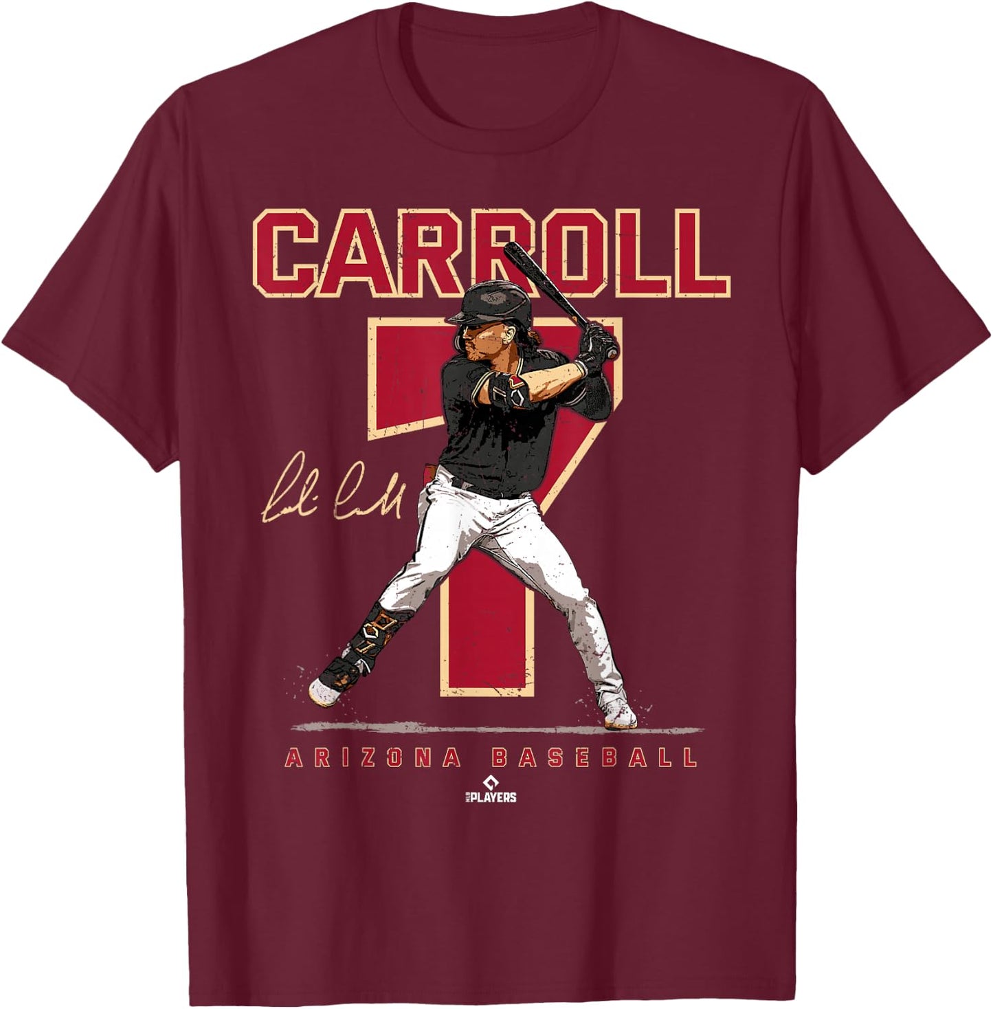 Number and Portrait Corbin Carroll Arizona T-Shirt - T-Shirt | Maroon