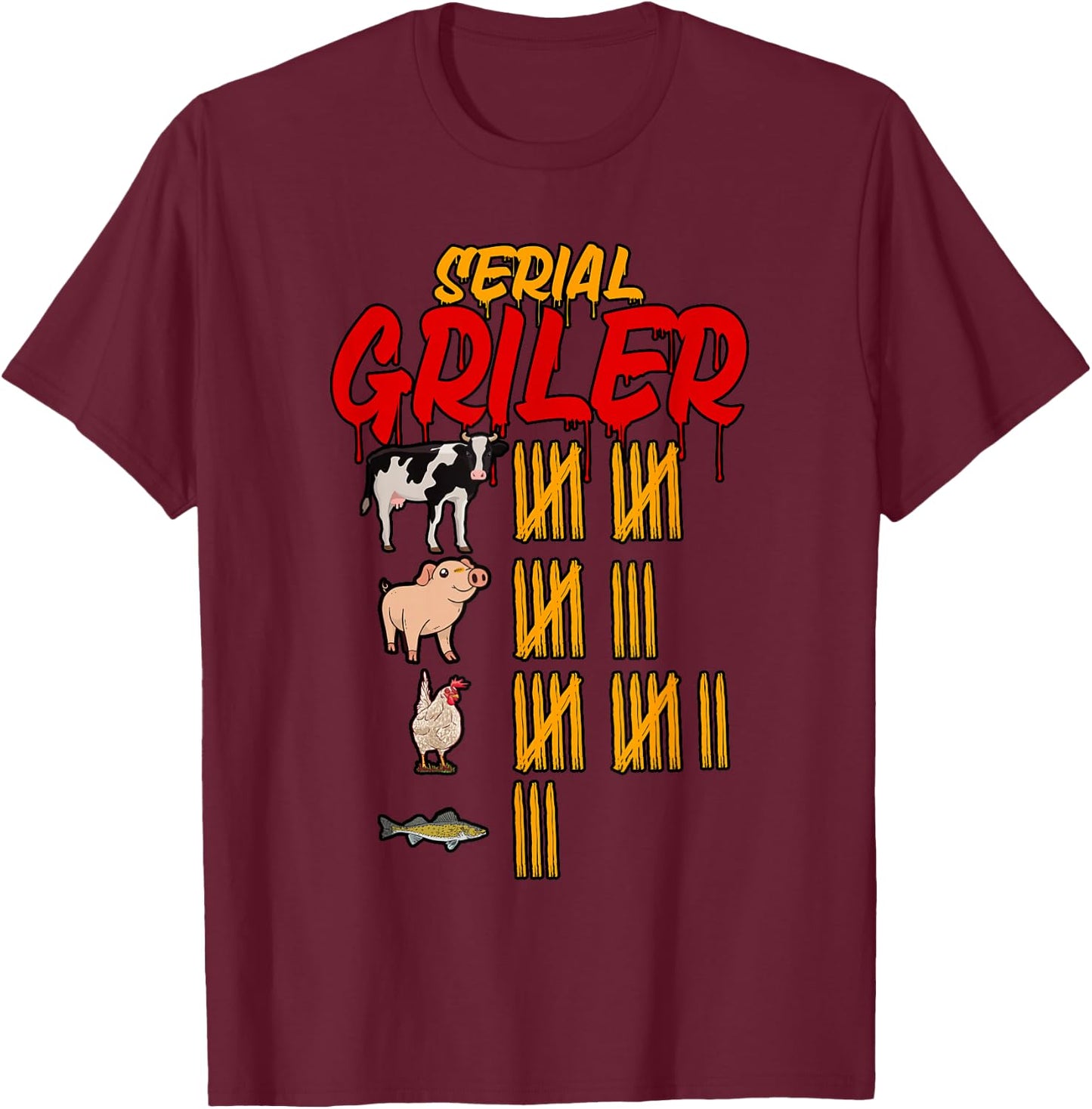 Serial Griller Pitmaster BBQ Smoker T-Shirt - T-Shirt | Maroon