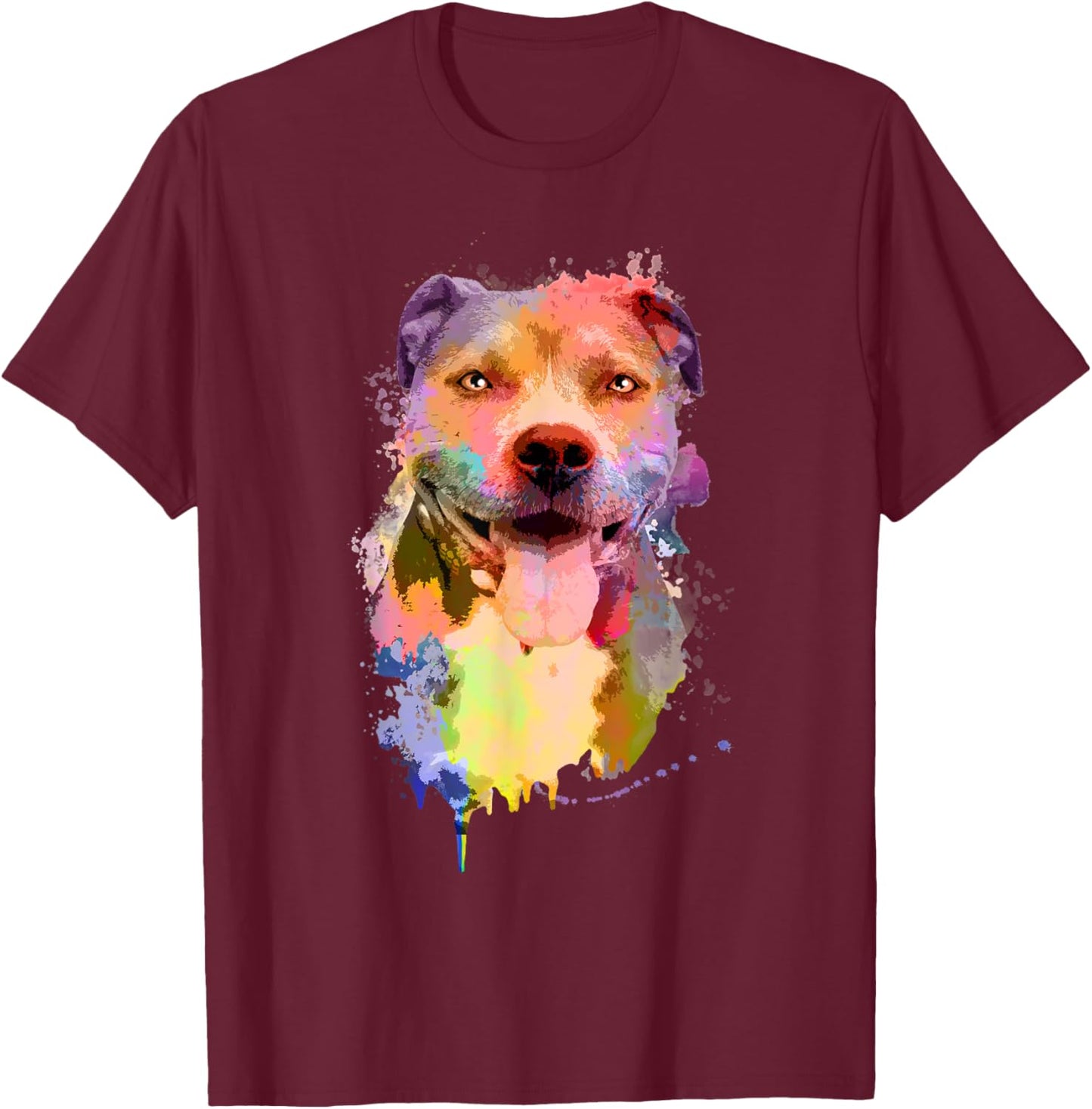 Cool Pitbull Women Artistic Watercolor Pitbull Owner T-Shirt - T-Shirt | Maroon