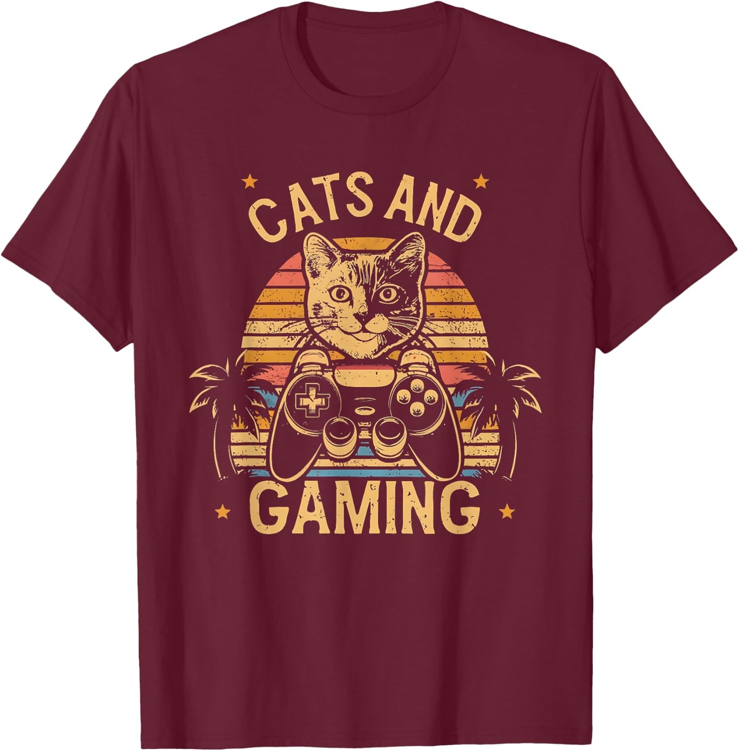 Cats And Gaming Game Cats Gaming Kitty Lover Gaming And Cats T-Shirt - T-Shirt | Maroon