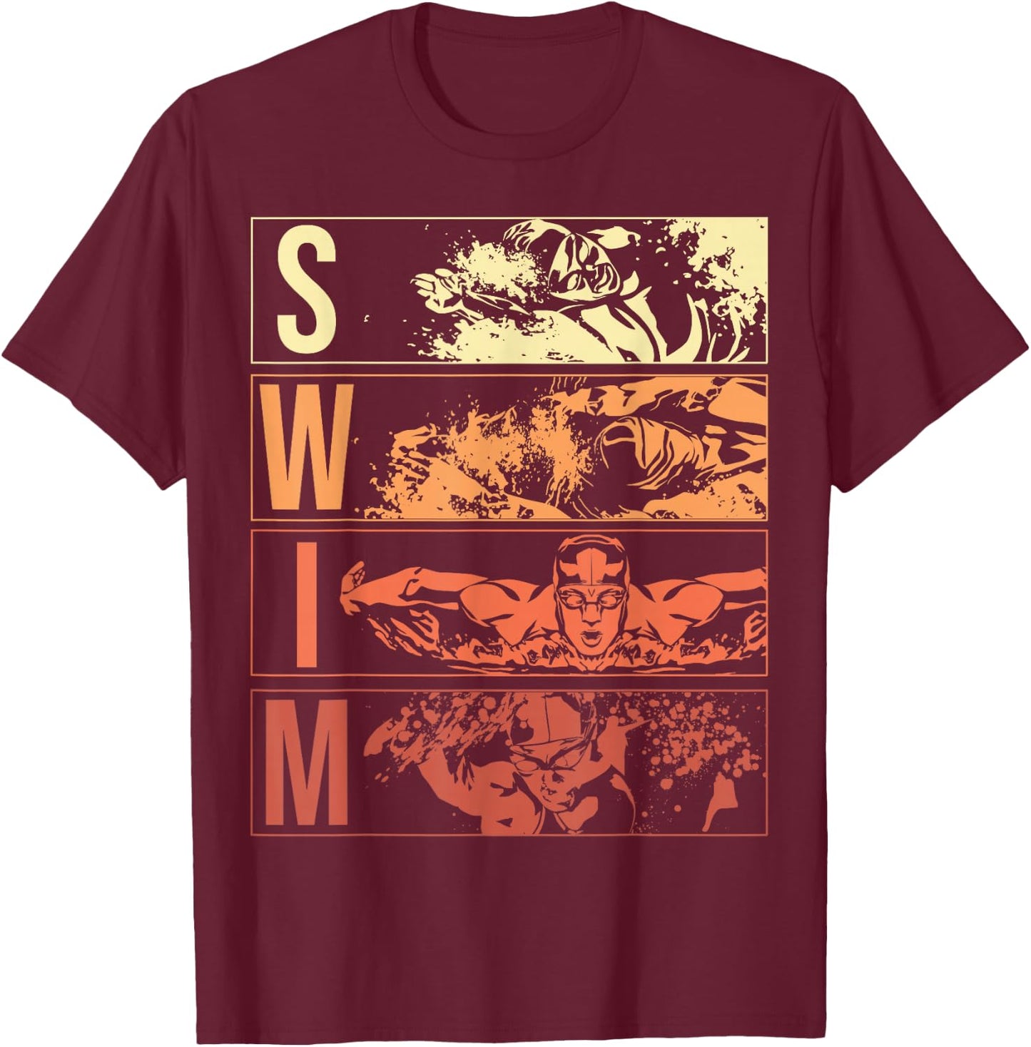 Retro Swimming Water Swim Sports Theme Swimmers Athlete T-Shirt - T-Shirt | Maroon
