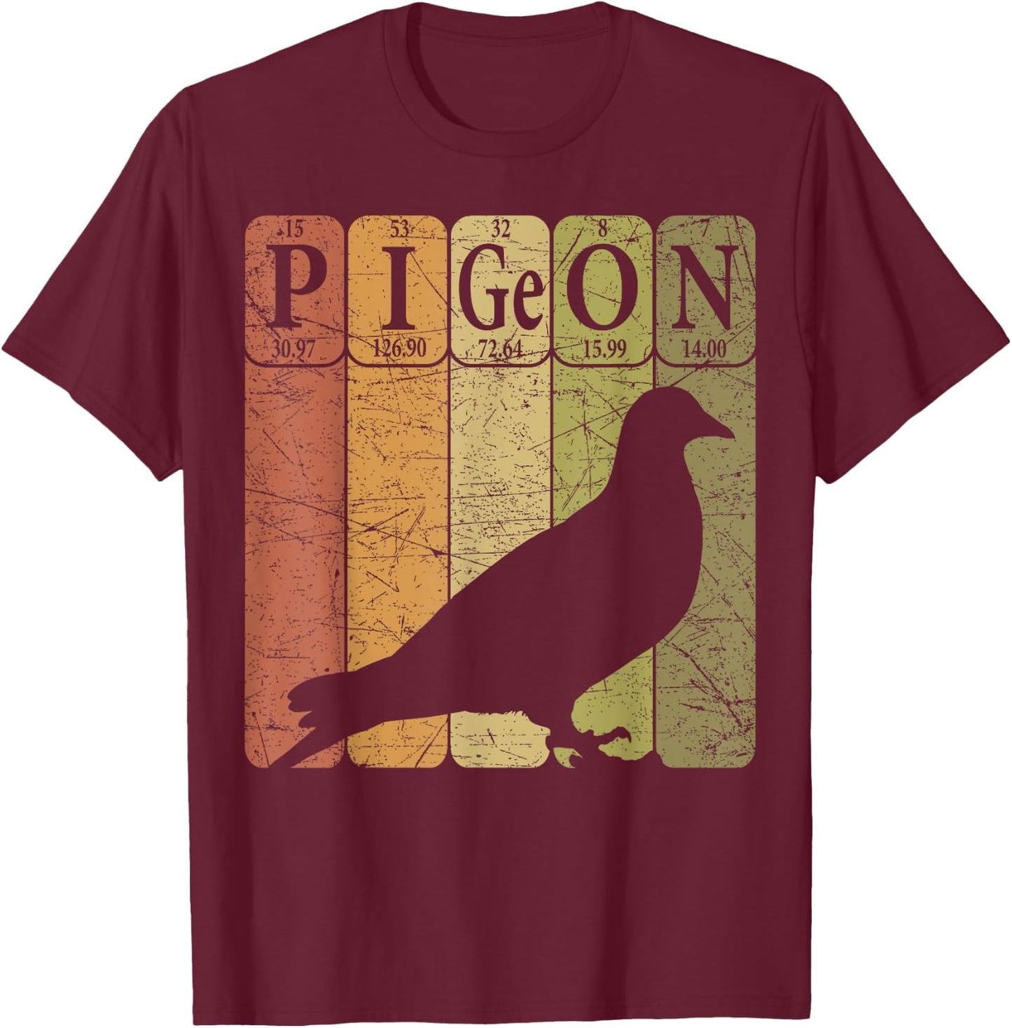 Pigeon Periodic Table Elements Birdwatching Ornithology T-Shirt - T-Shirt | Maroon