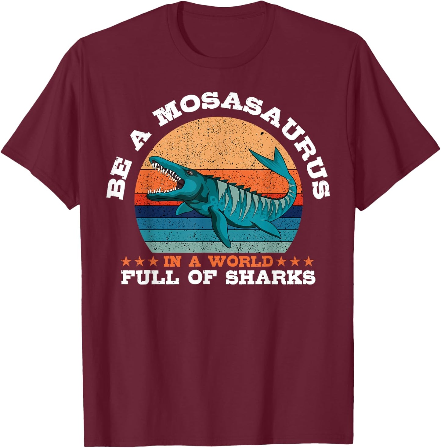 Mosasaurus Retro Vintage Prehistoric Aquatic Dinosaur T-Shirt - T-Shirt | Maroon