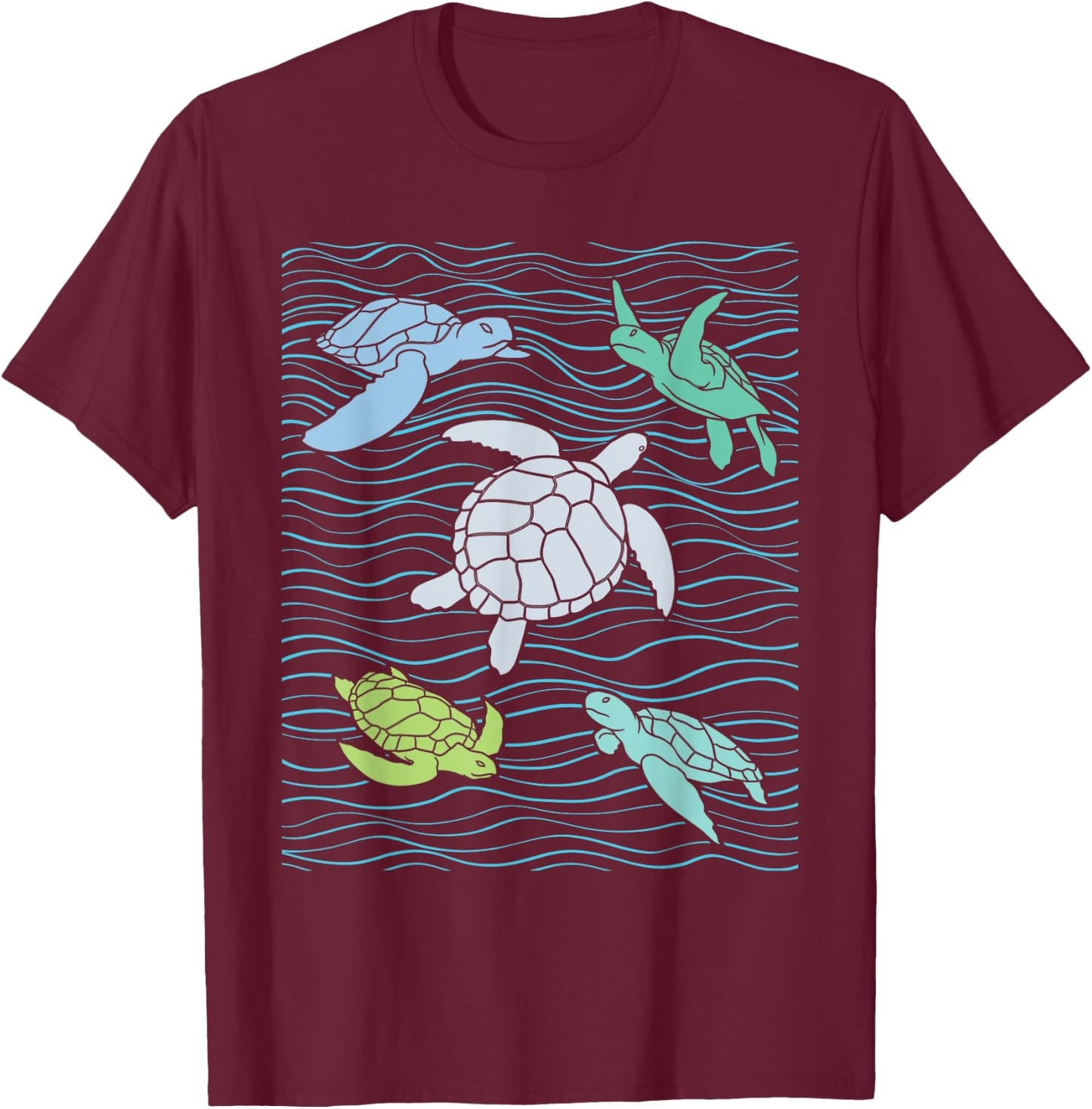 Colorful Sea Turtles - Animal Whisperer Ocean Beach Lover T-Shirt - T-Shirt | Maroon