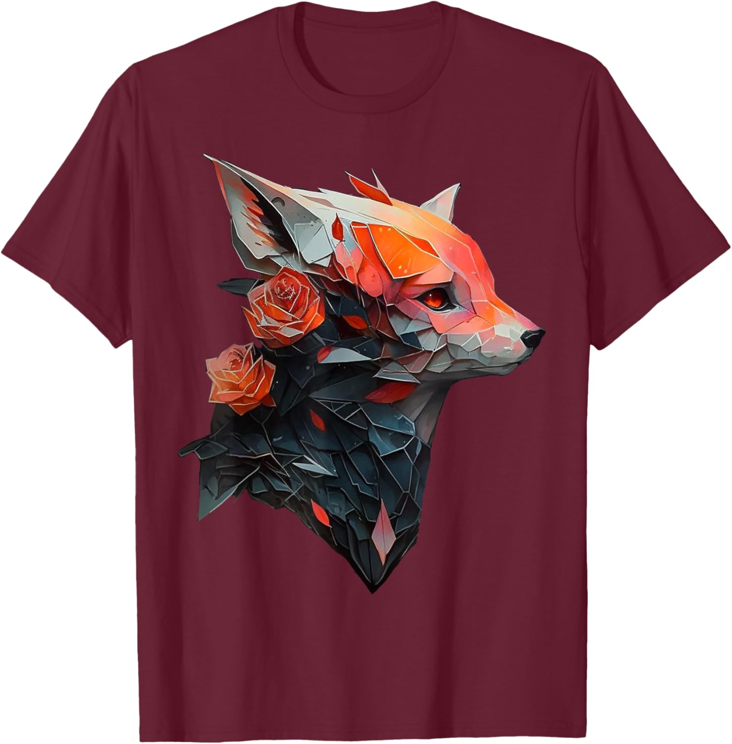 Fox art animal lovers motif animals T-Shirt - T-Shirt | Maroon