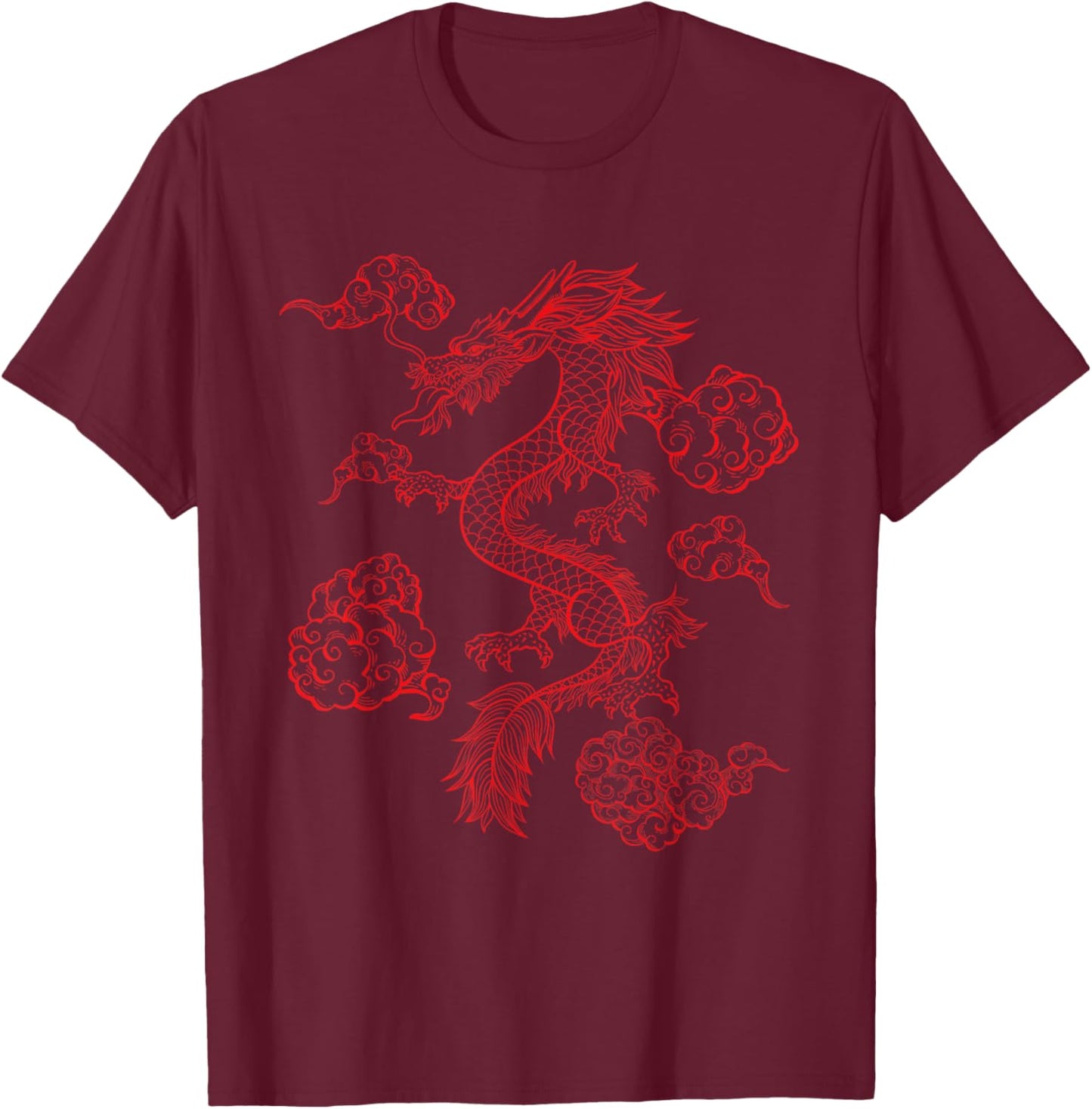 Traditional Chinese Dragon Symbol Of Power and Strength T-Shirt - T-Shirt | Maroon