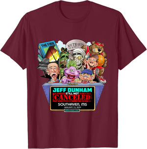 Jeff Dunham Southaven, MS (2023) T-Shirt - T-Shirt | Maroon