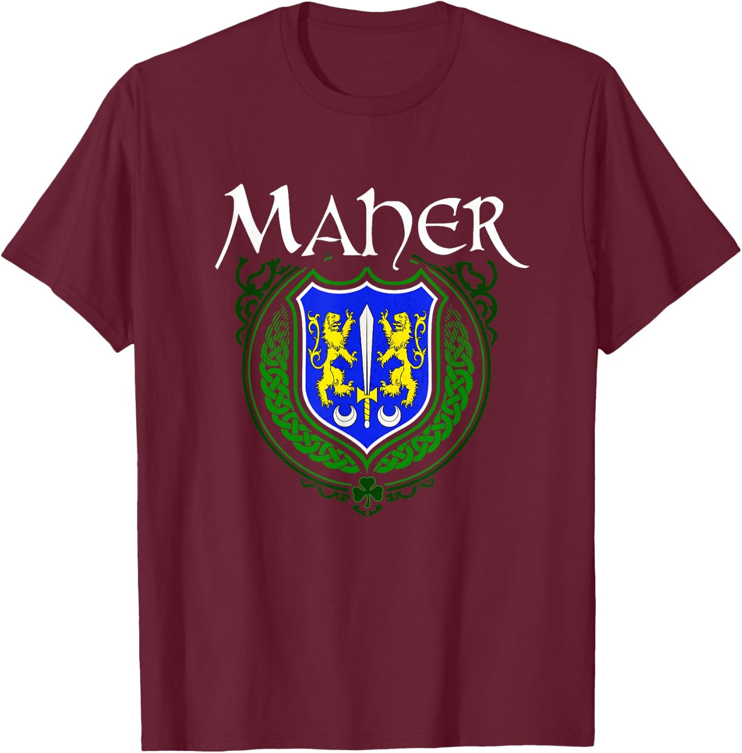 Maher Surname Irish Clan Tartan Badge Ireland T-Shirt - T-Shirt | Maroon