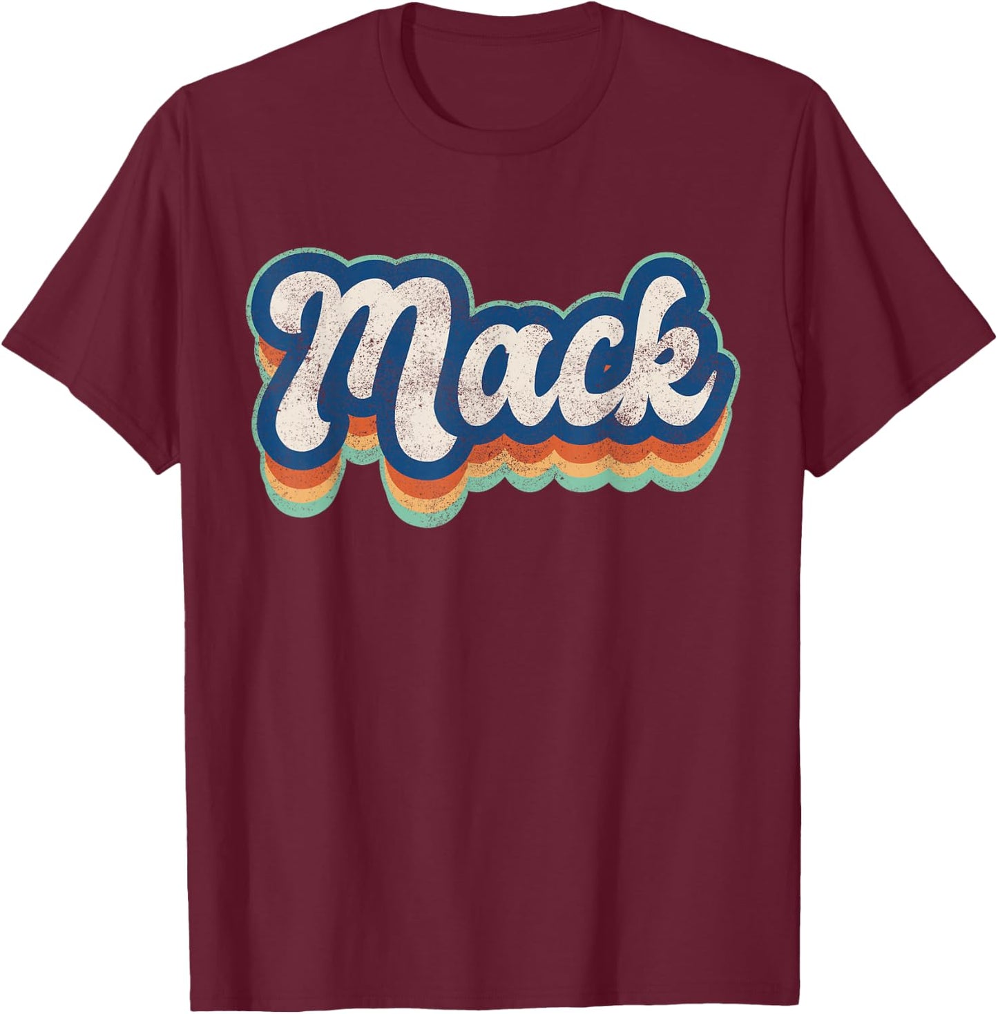 Mack First Name Boy Vintage Style 70s 80s Personalized T-Shirt - T-Shirt | Maroon