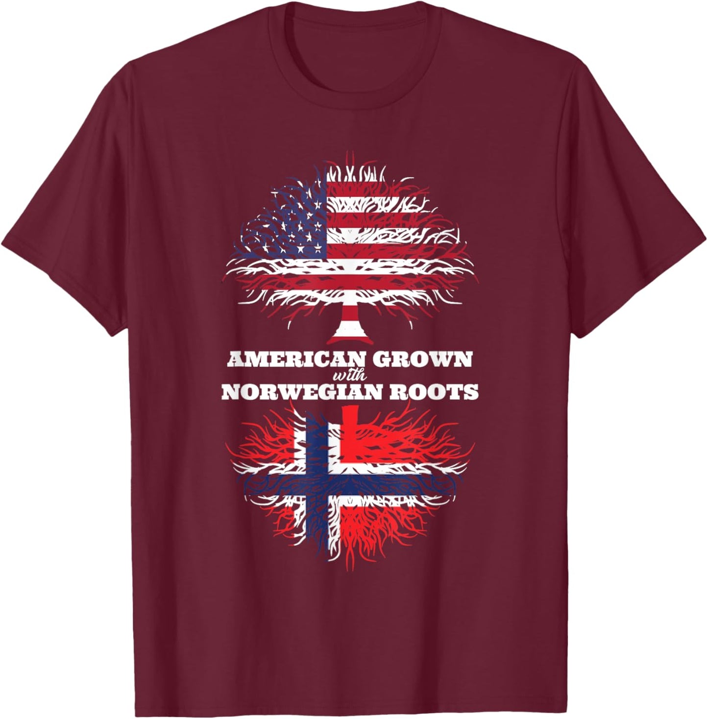 American Grown with Norwegian Roots Norway T-Shirt - T-Shirt | Maroon