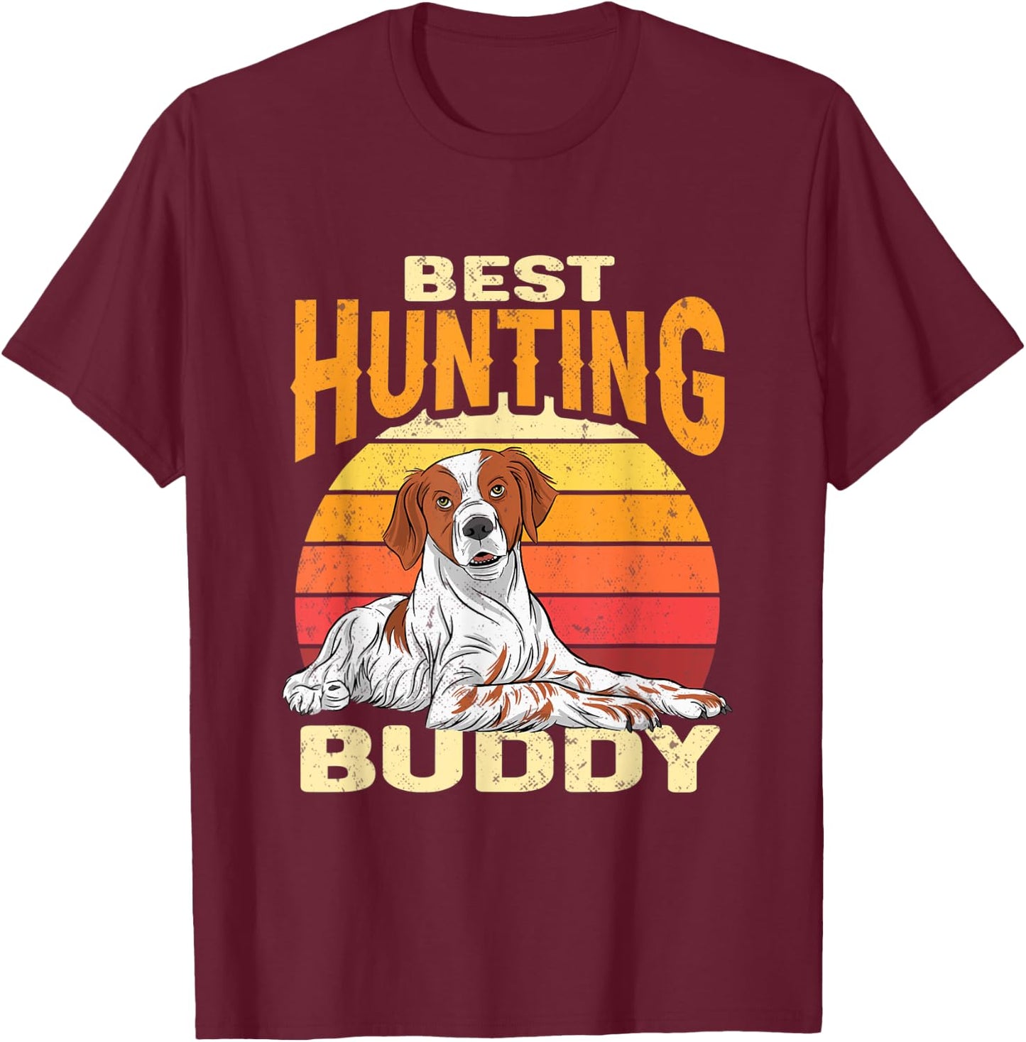 Brittany Spaniel Retro Best Hunting Buddy Brittany Dog Women T-Shirt - T-Shirt | Maroon