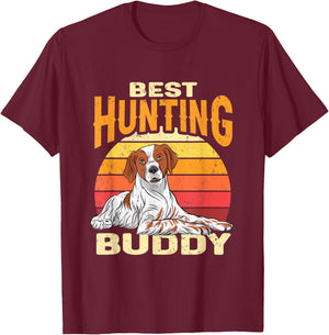 Brittany Spaniel Retro Best Hunting Buddy Brittany Dog Women T-Shirt - T-Shirt | Maroon