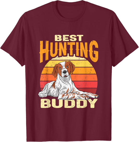 Brittany Spaniel Retro Best Hunting Buddy Brittany Dog Women T-Shirt - T-Shirt | Maroon