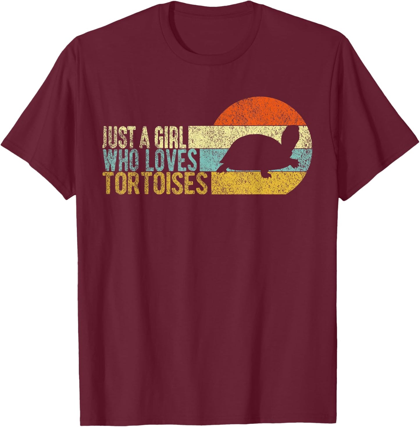 Just A Girl Who Loves Tortoises Turtle Lover Tortoise Retro T-Shirt - T-Shirt | Maroon