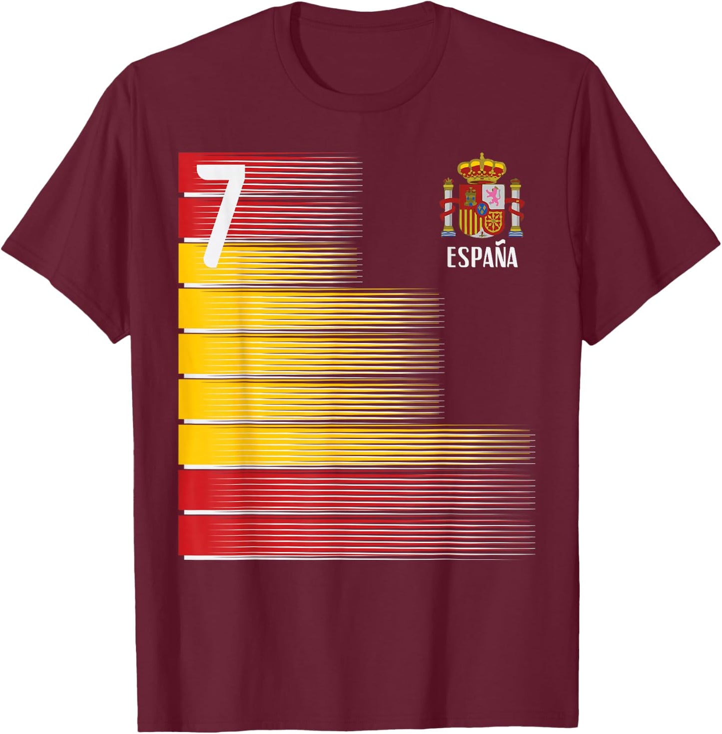 Spain Number 7 Espana Spanish Soccer Fan Men Women Kids Boys T-Shirt - T-Shirt | Maroon