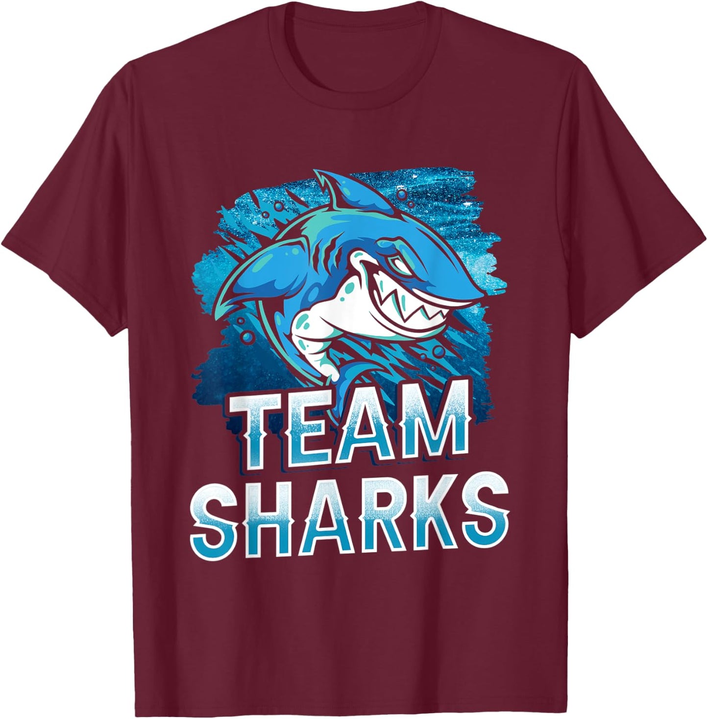 Team Sharks Teeth Shark Lover Animal T-Shirt - T-Shirt | Maroon