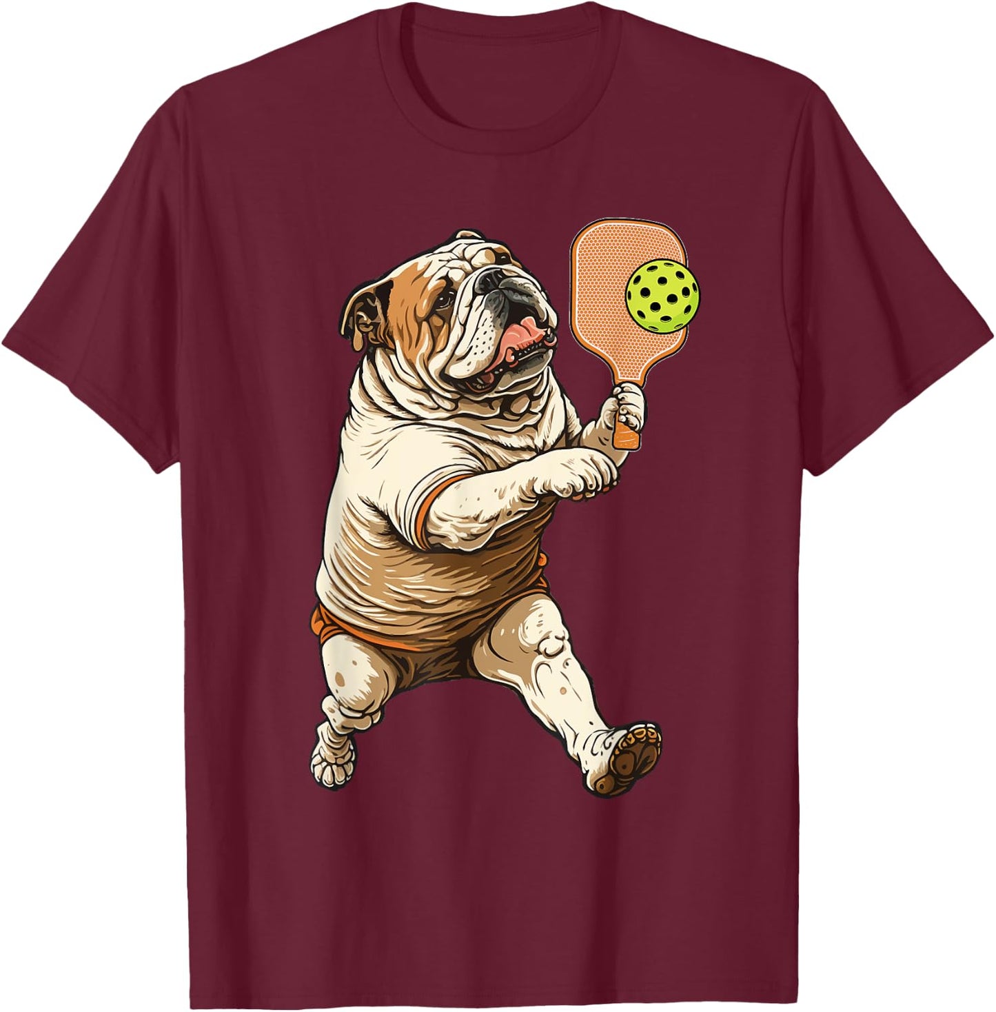 Funny Bulldog Play Pickleball Funny Bulldog lover T-Shirt - T-Shirt | Maroon