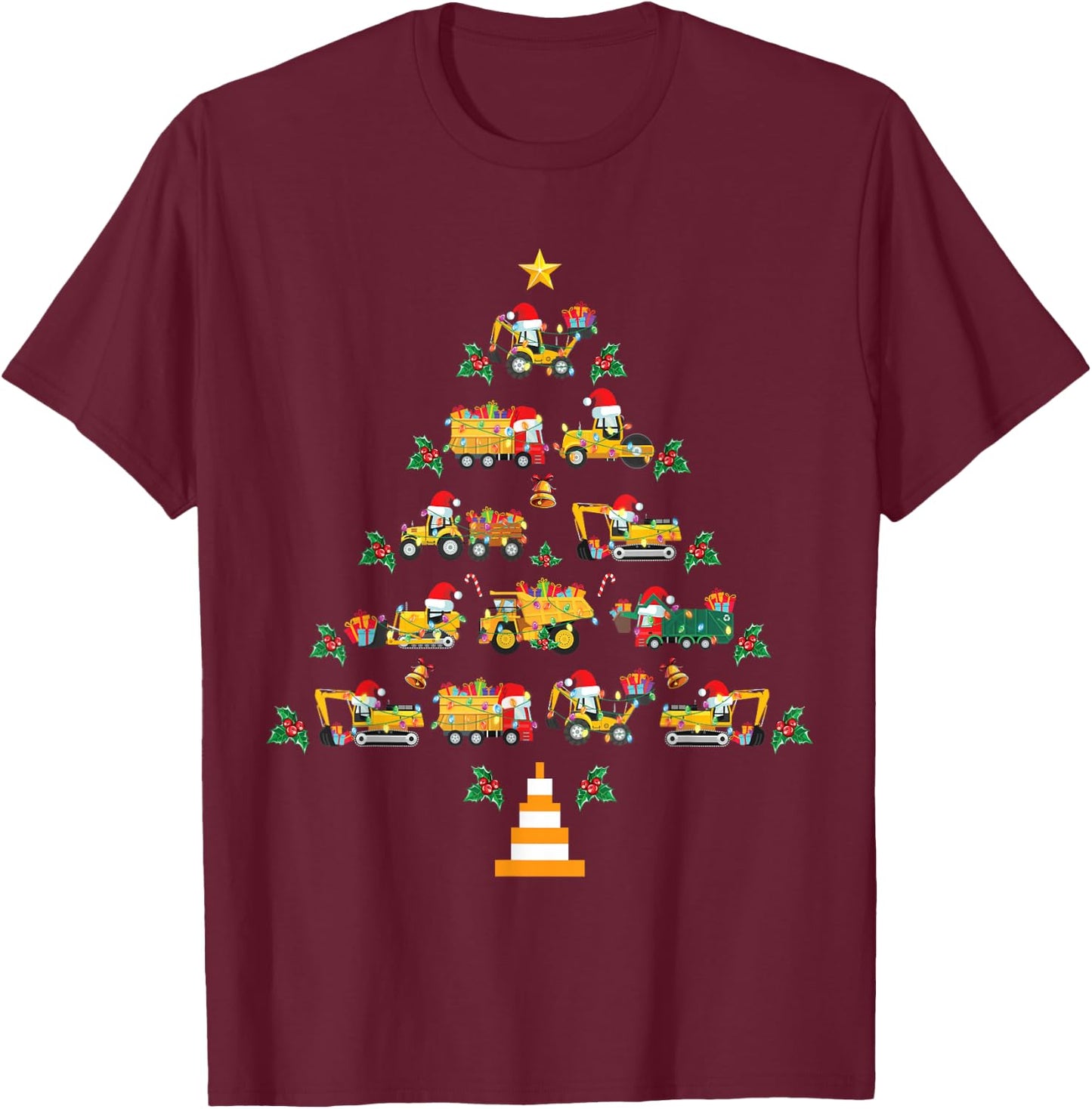 Christmas Trucks Boys Kids Funny Christmas Tree Truck T-Shirt - T-Shirt | Maroon